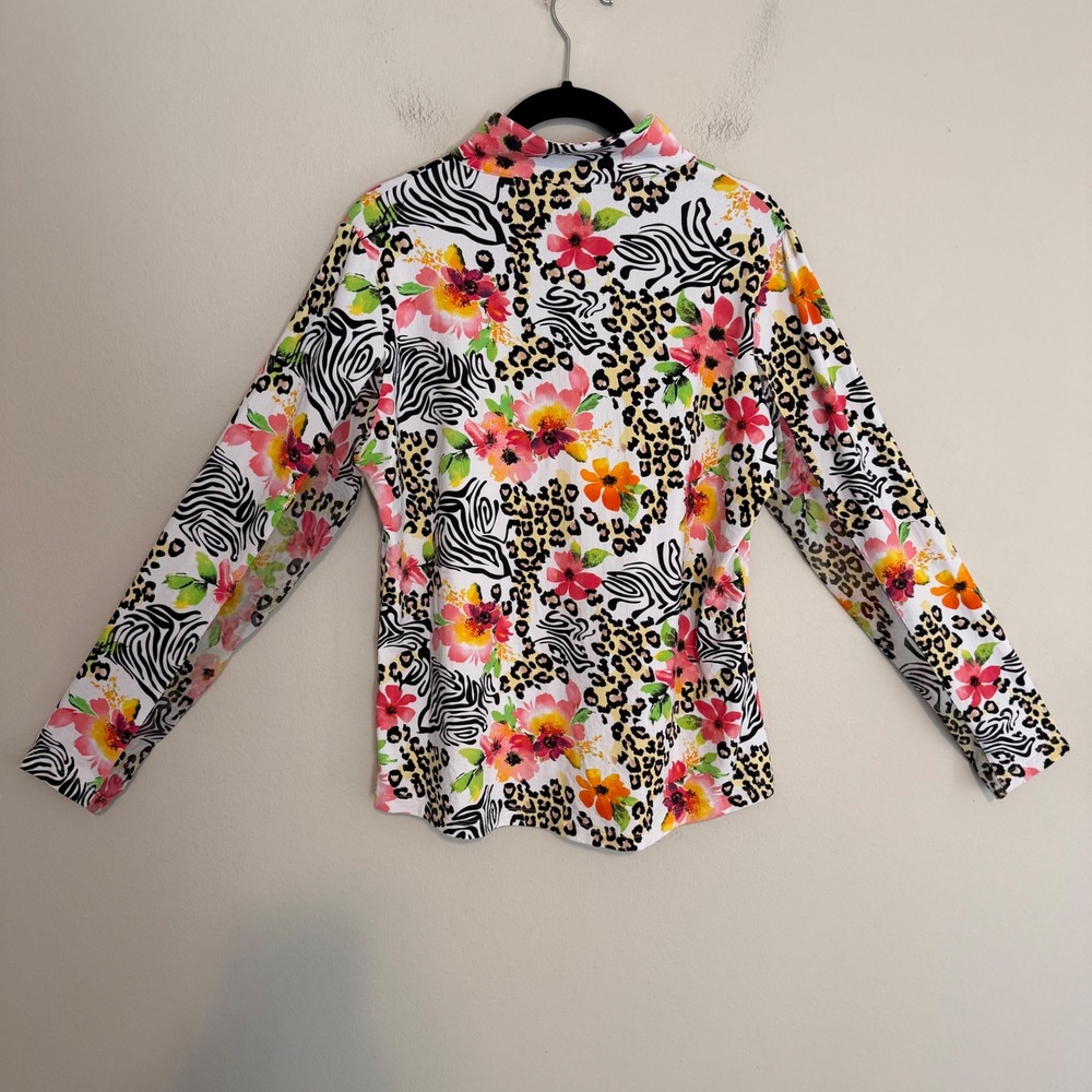 Ibkul Eva Mock neck quarter zip top M UPF 50+ animal print golf performance - Picture 6 of 7